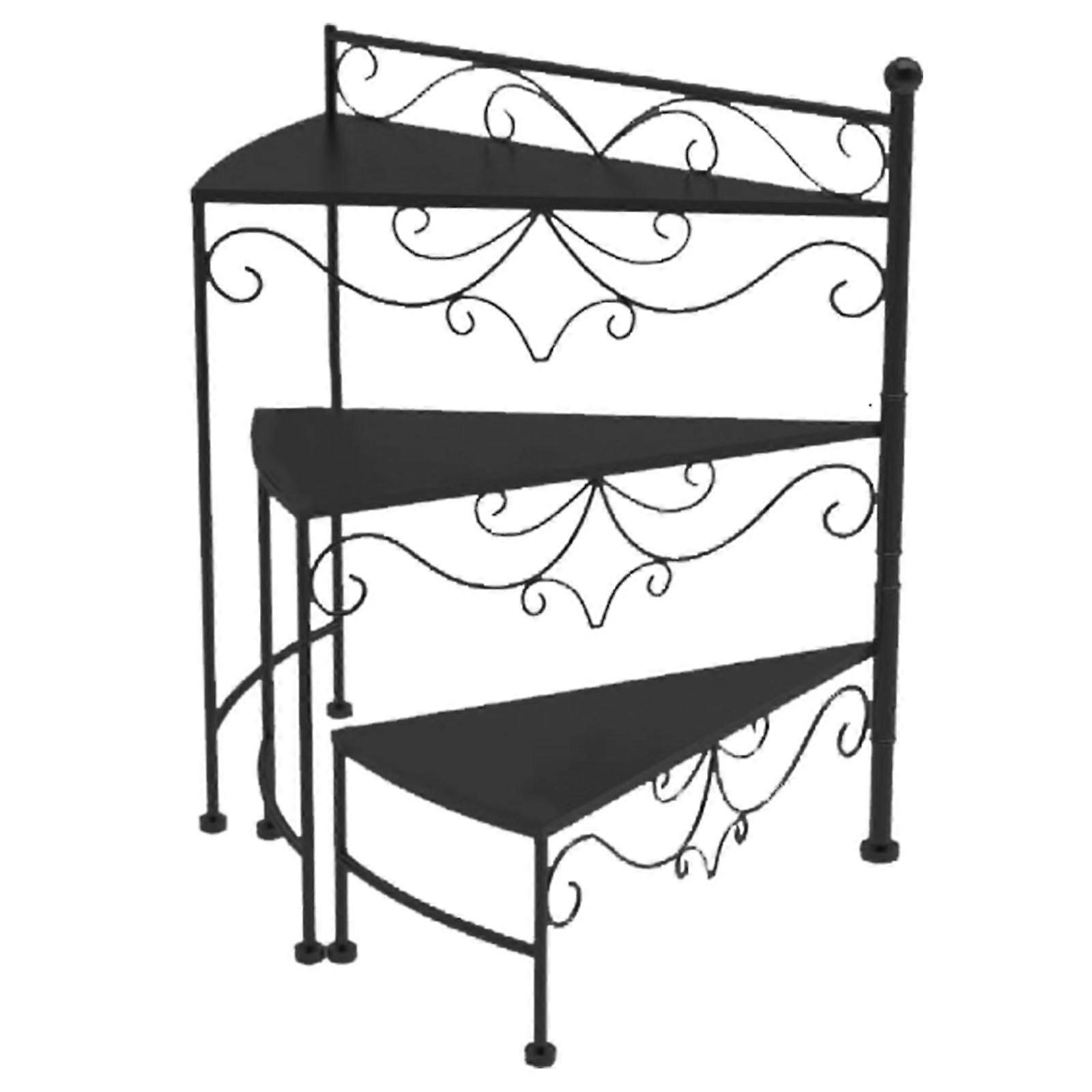 Multi Layer Flower Stand Flower Rack för Trädgård Balkong Inomhus Utomhus svart