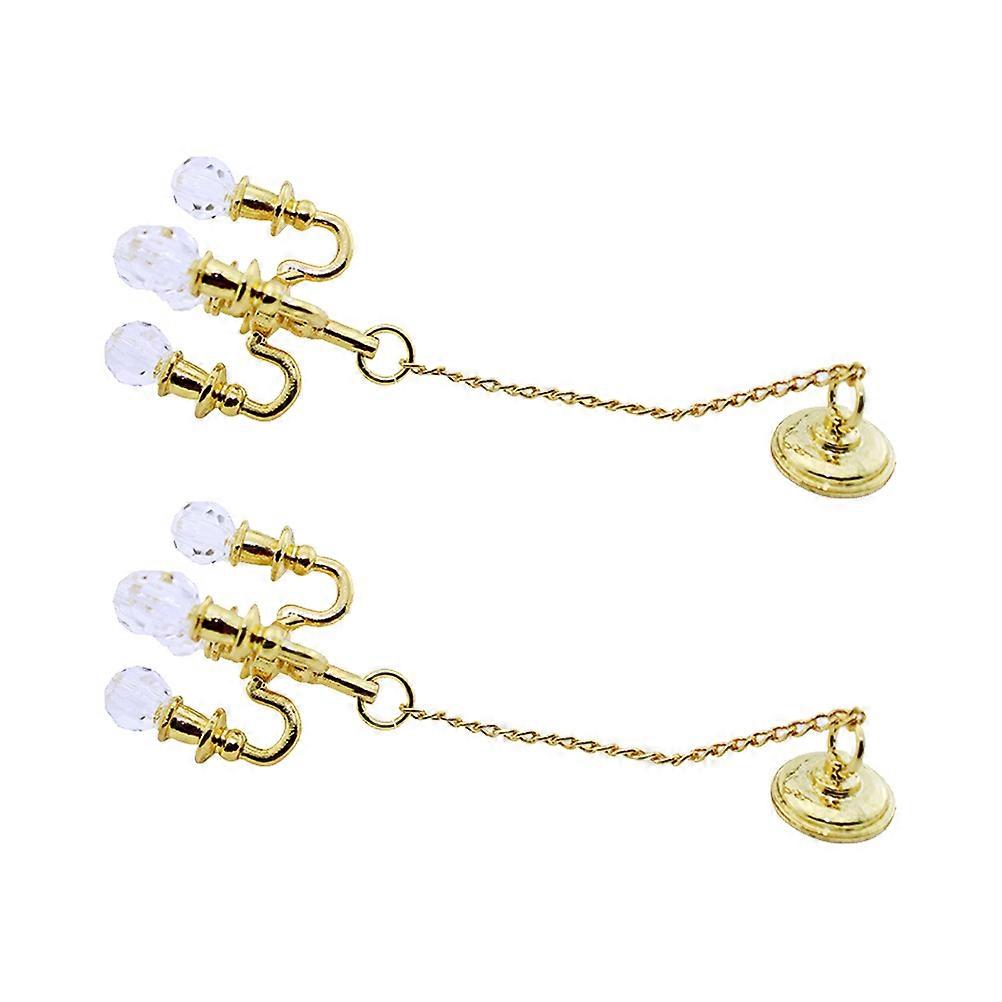 2Pcs Mini Chandelier Playing House Accessories Practical Decoration Model