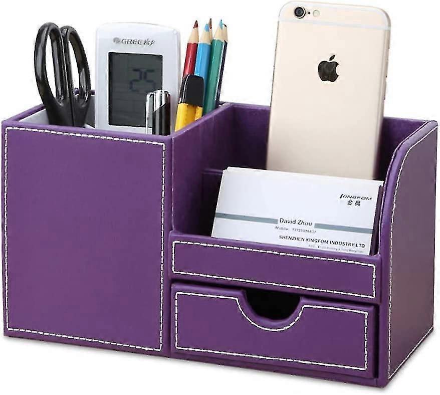 4 Multi-functional Compartments Desktop Organizer (purple)