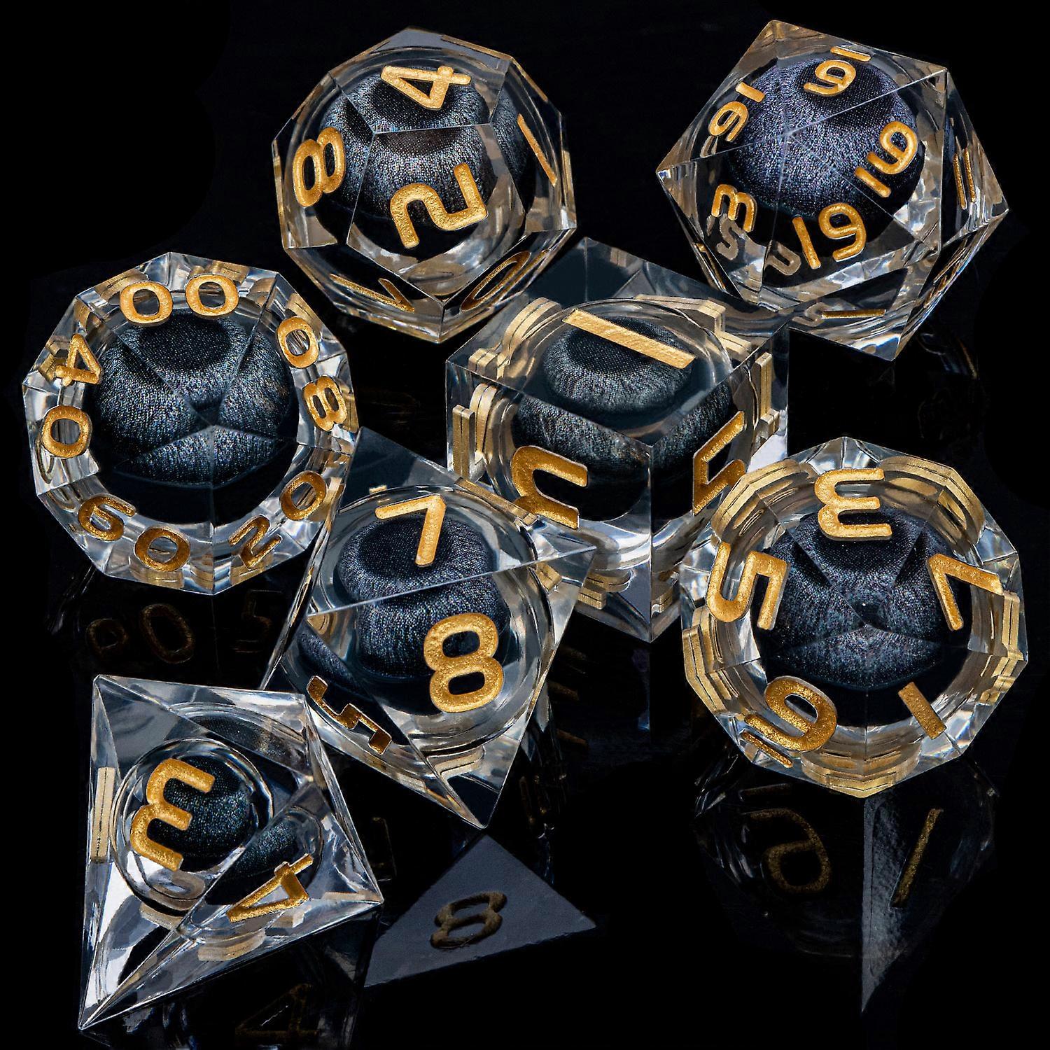 Dnd Green Liquid Flow Eye Dice Set & Magic Ring D Und D Sharp Edge Würfel für D20 Dungeon And Dragon Pathfinder Rollenspiel