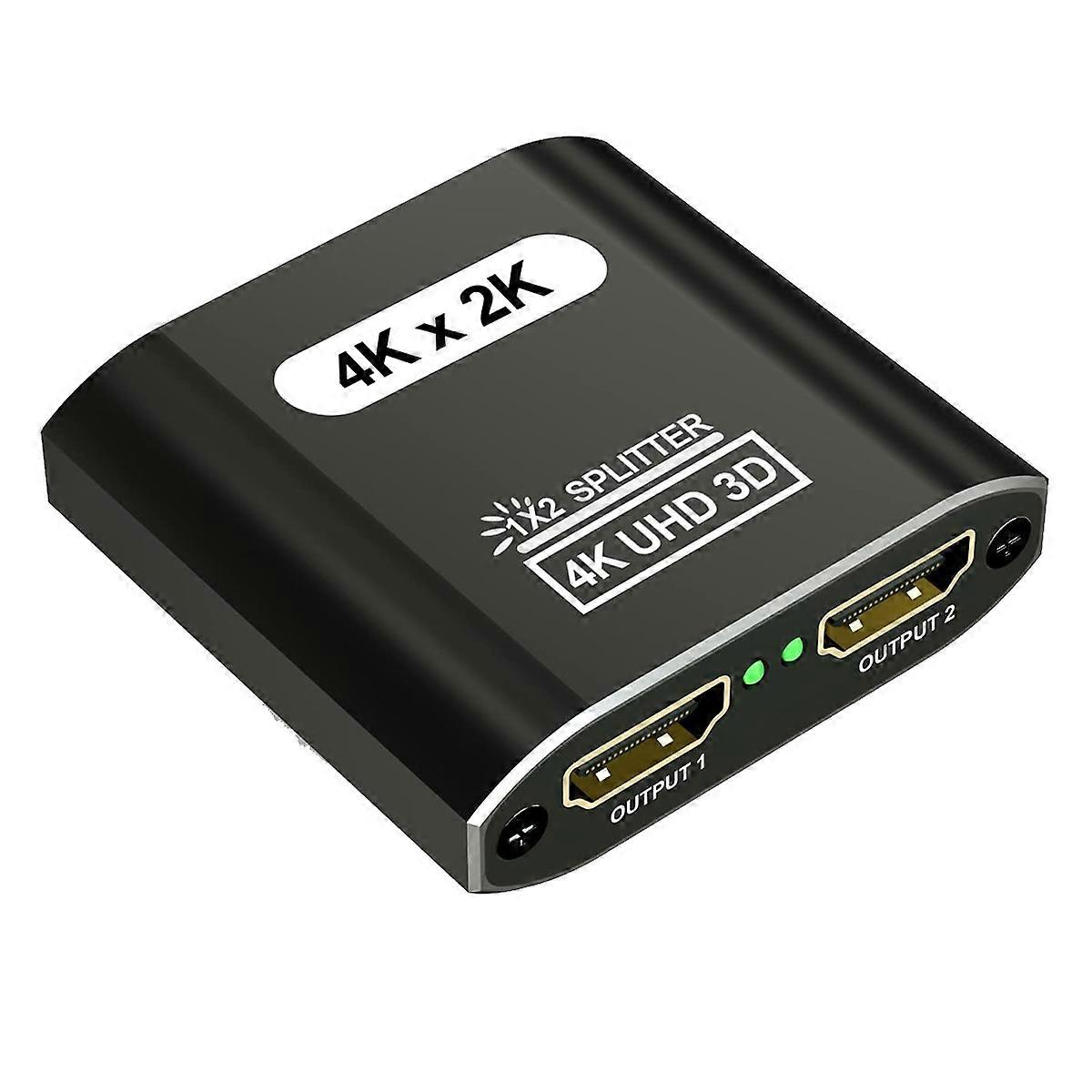 1 in 2 Out Video Switcher 4K@30Hz - Splitter Support 3D HD 1080P for PS Blu-Ray Cable TV Box