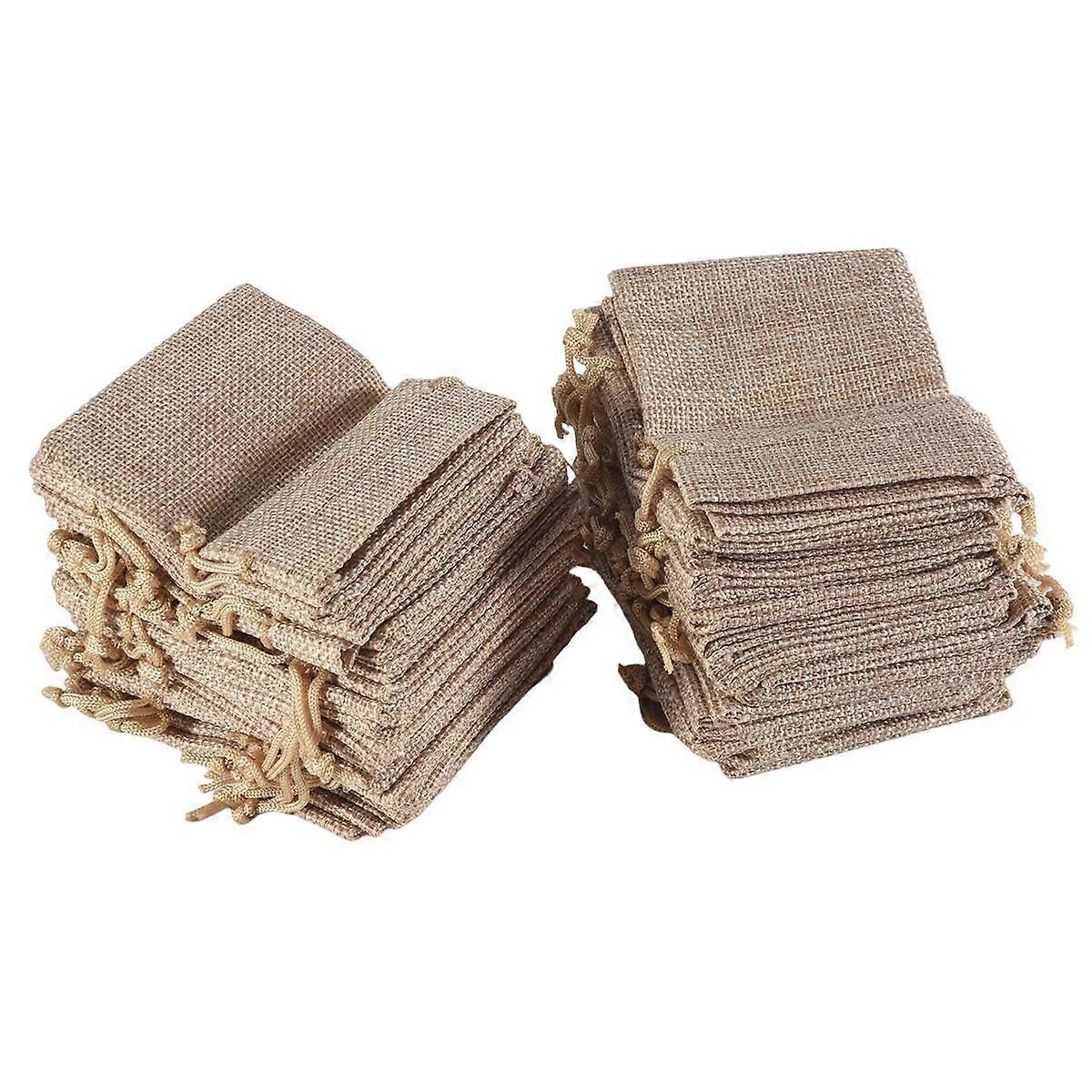 50Pcs Small Burlap Bags with Drawstring,3X4Inch Gift Little Burlap Drawstring Bags,Reusable to Stor