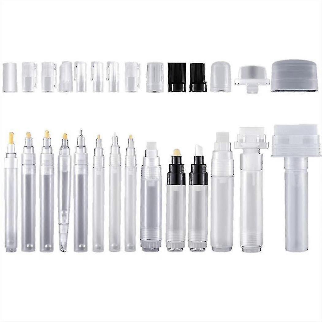 Set Of 14 Fillable Blank Paint Touch Up Pen Markers Refillable Paint Pen Clear Empty Markers Empty