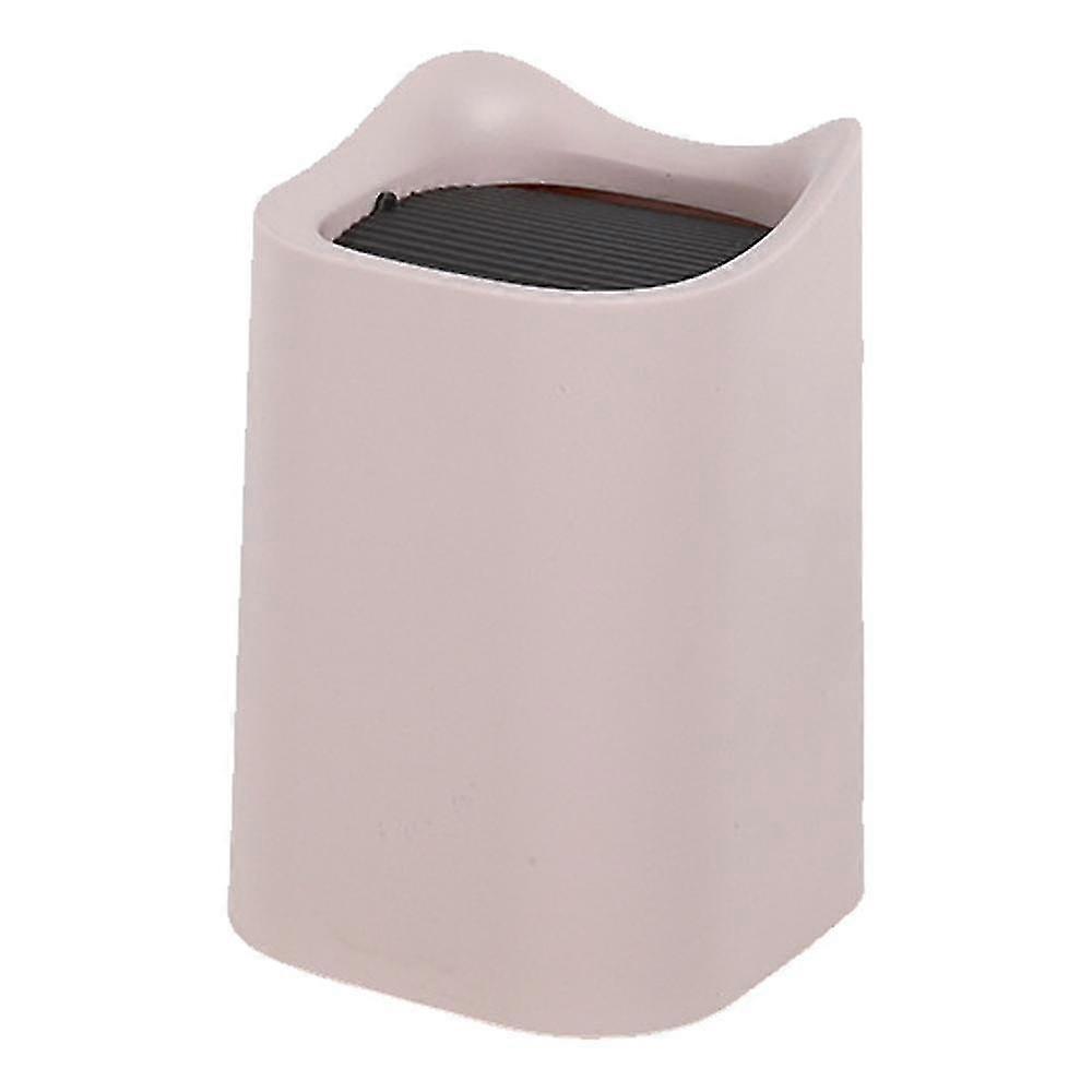 Plastic Mini Wastebasket Trash Can With Lid Compatible With Bathroom Vanity, DesktopPink