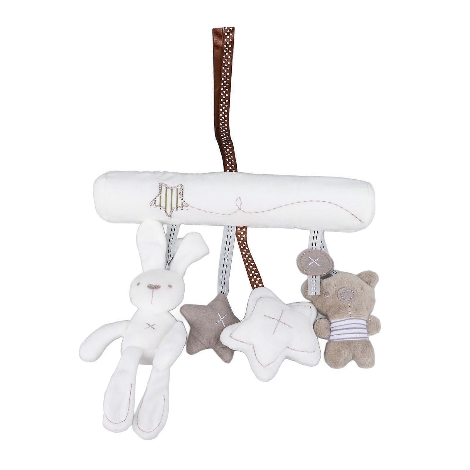 Baby Car Seat Plush Toy Adorable Bunny Sensory Development Baby Hanging Plush Toys for Crib Stroller