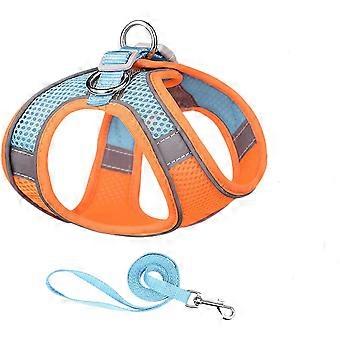 Shxx walk-in hundesele og båndsett - Sommerhundvest med super pustende netting, reflekterende uten trekk kjæledyrbur, egnet for utendørs turgåing, Tra