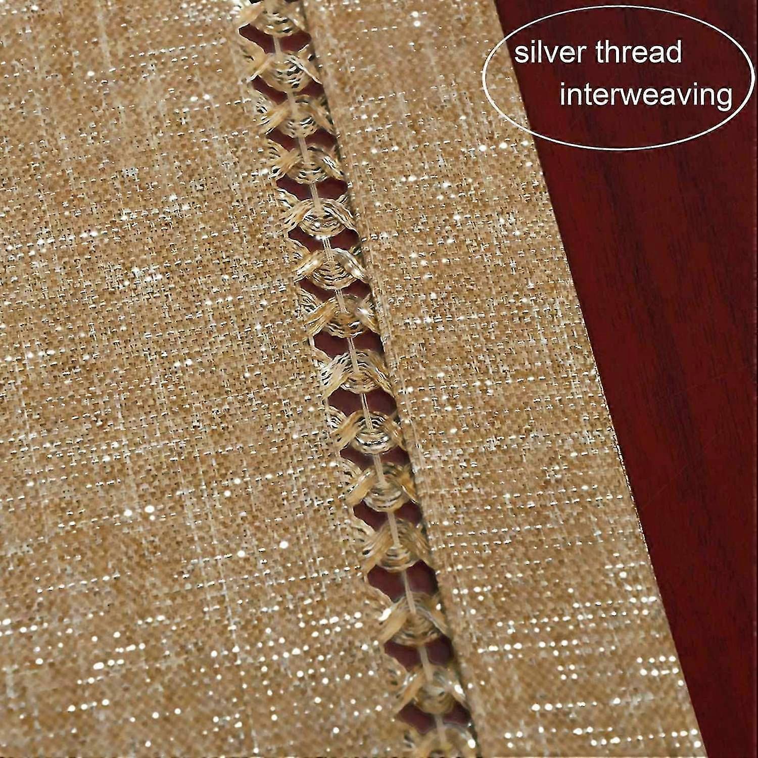 أوشحة خزانة طاولة طعام مخيطة يدويا ، خيط فضي متشابك (بيج غامق ، 12 × (haoyi)