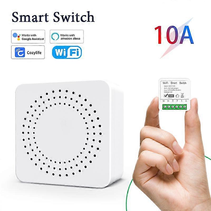 AUBESS 10A Mini Smart Switch 2 Way Control WiFi DIY Light Switches Smart Home Automation Relay Voice For Alexa