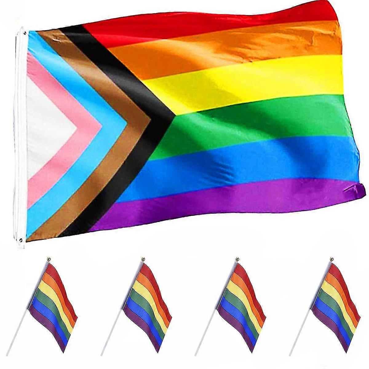 Bandiera Israele Arcobaleno Progress Pride 90x150cm - Bifacciale In Poliestere Con Occhielli In Ottone - Gay Pride LGBT
