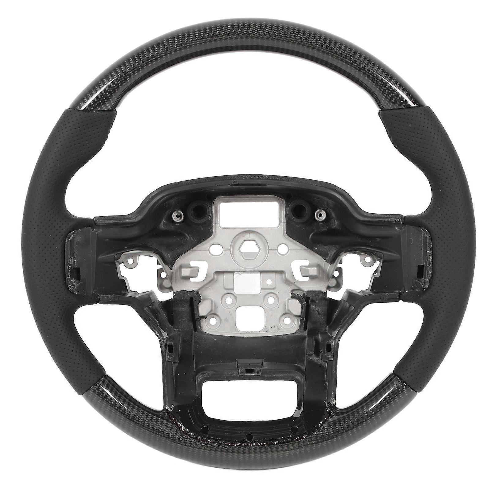 Volante in Fibra di Carbonio Nappa Pelle Traforata Cuciture Nere Volante Lucido per Raptor 2022+ Rotondo