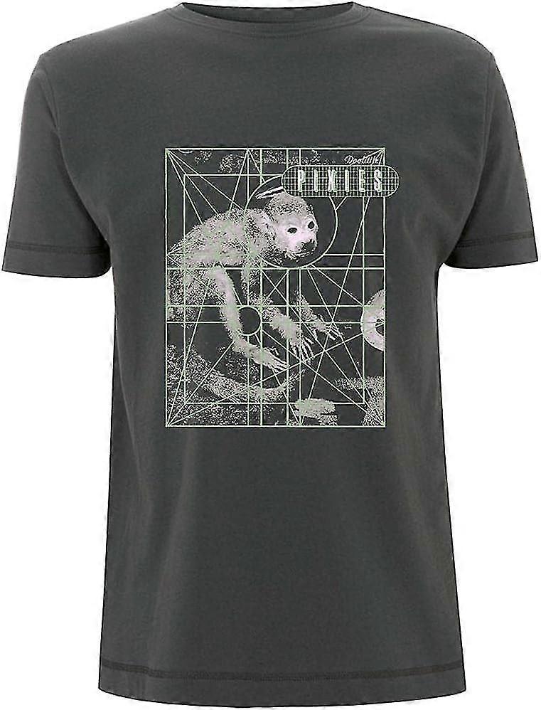 Pixies Men's Monkey Grid Slim Fit T-shirt Charcoal Comfortable