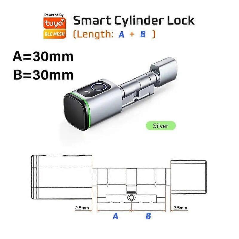 Smart Cylinder Lock With Tuya Bluetooth Fingerprint 13.56mhz IC Card Include CR123A Battery Easy Installation Replace S1