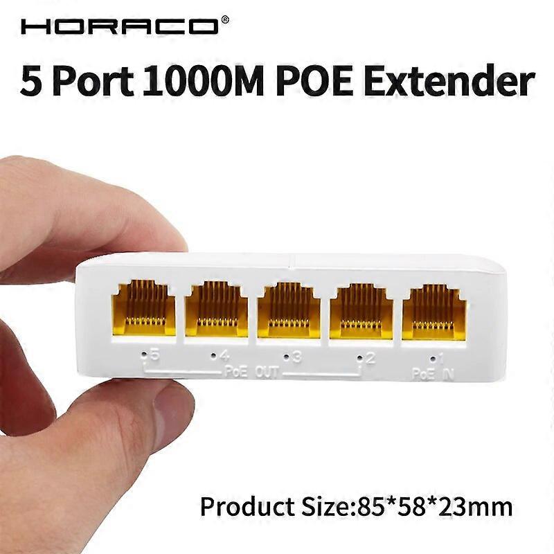5 Port Gigabit POE Extender 4 Port PoE Repeater 100/1000Mbps DIN Rail Network VLAN for 48V POE Camera Wierless AP CCTV