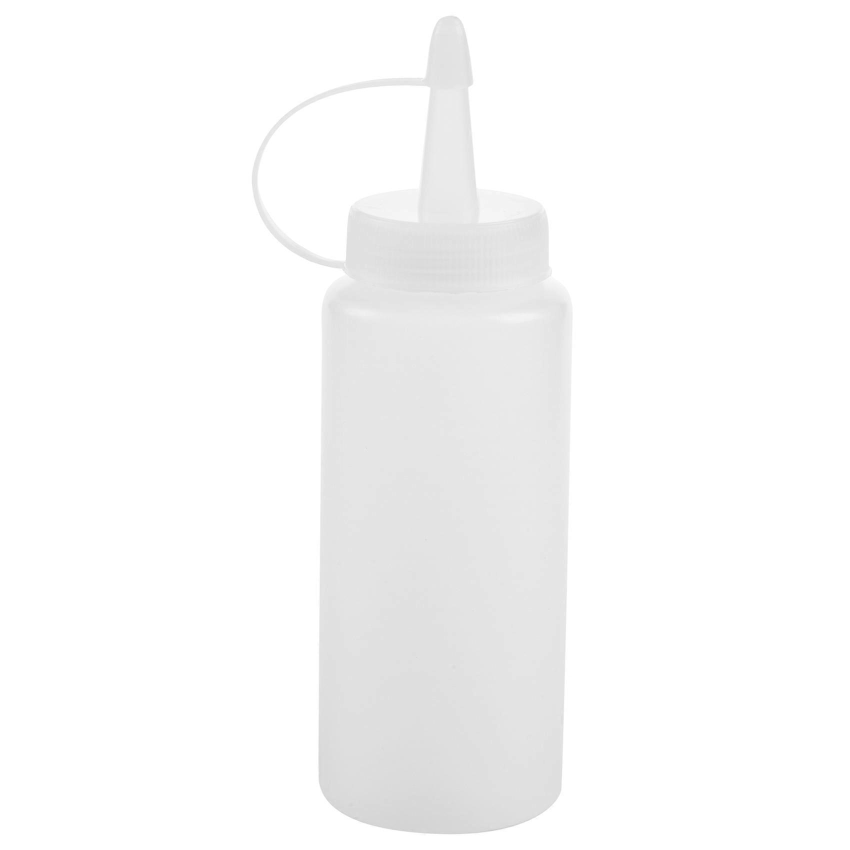 Plastic Squeeze Condiment Dispenser Ketchup Mustard Sauce Clear White 6Oz