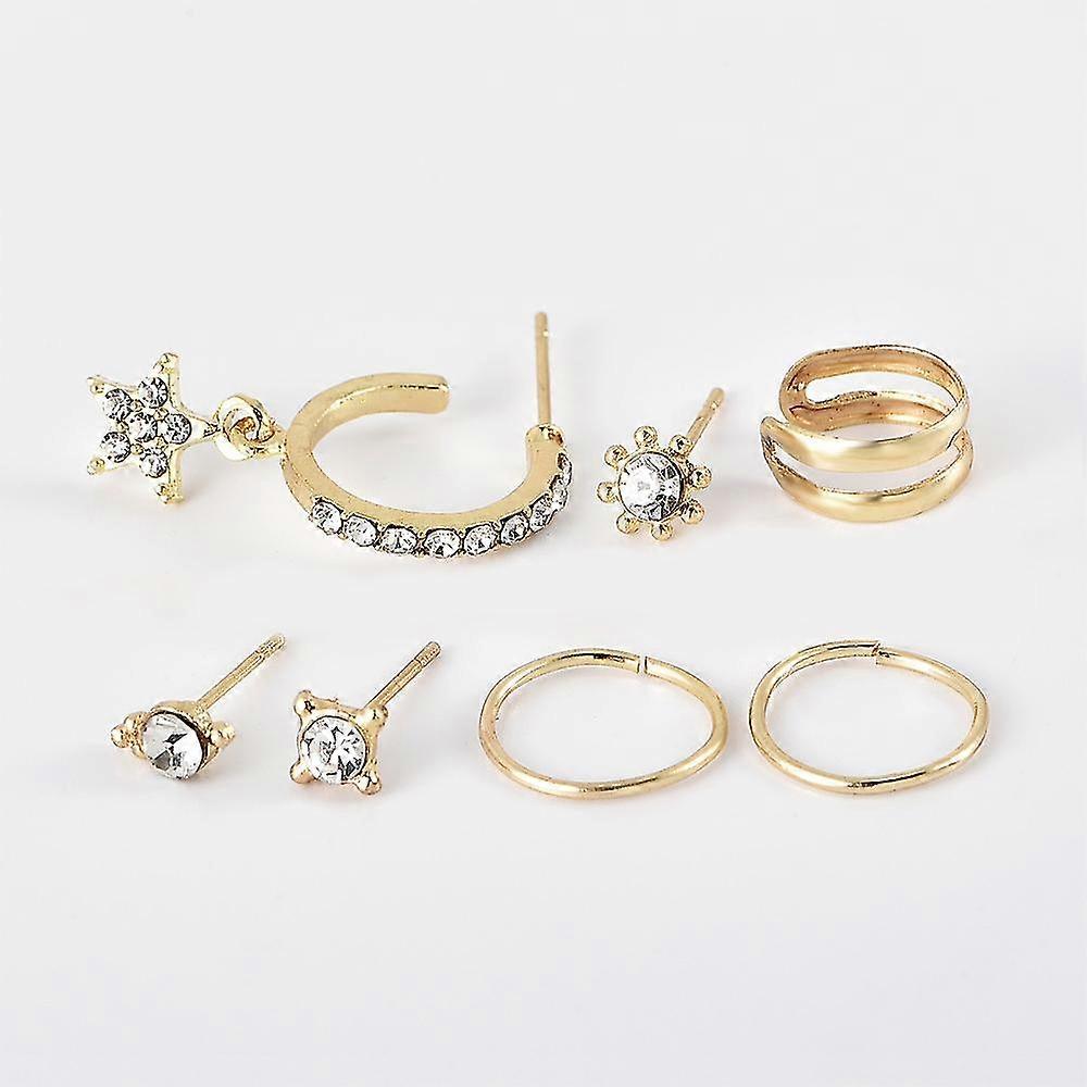 1 Set Mini Assorted Punk Multiple Stud Earrings Hoop Earring Set