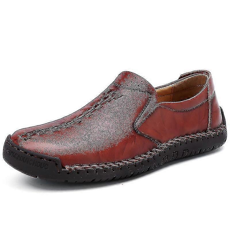 Men Hand Stitching Leather Non Slip Soft Sole Business Casual Shoes