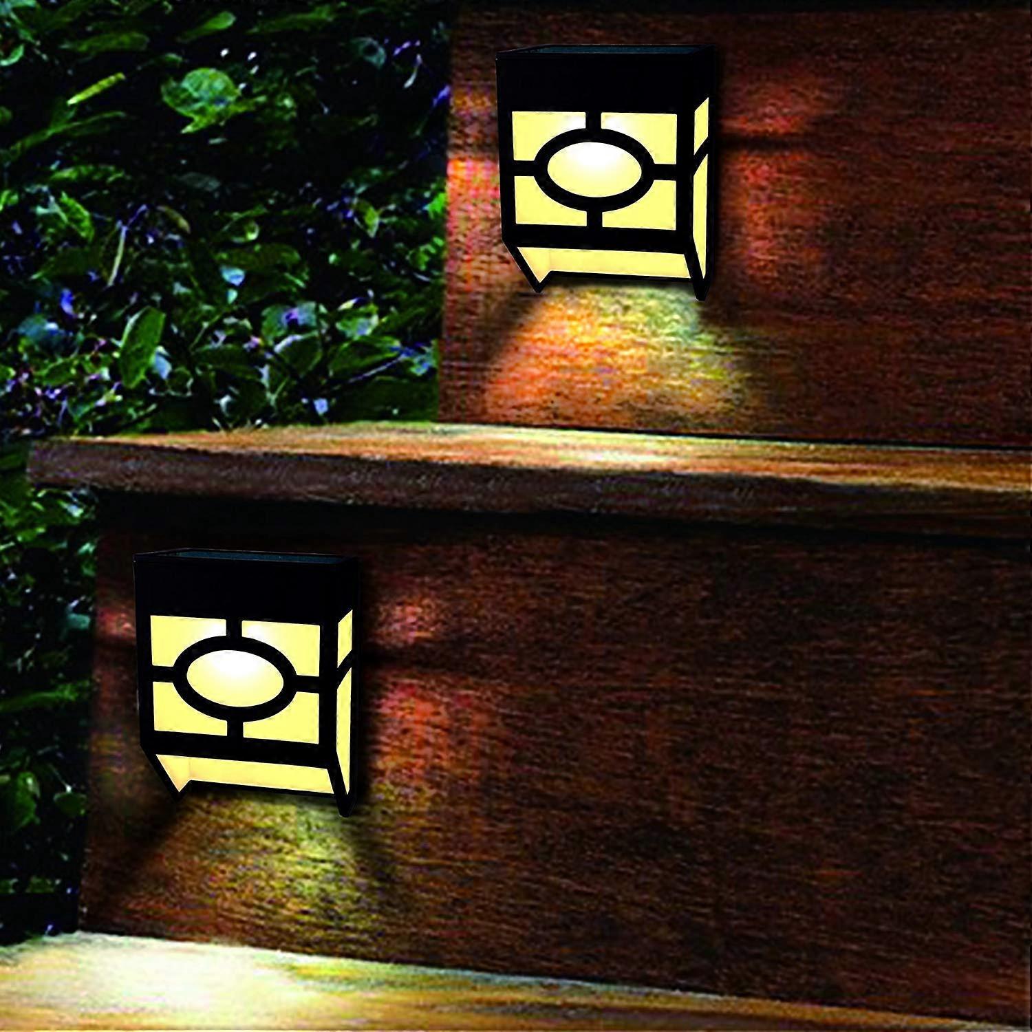 Solar Wall Deck Lights Outdoor- 2 Modes Solar Led Waterproof Lighting