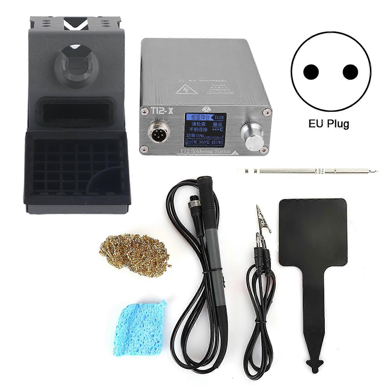 Soldering Iron Station T12?X with Digital Display Welding Rework Mobile Phone Repairing Tool 90?230VEU