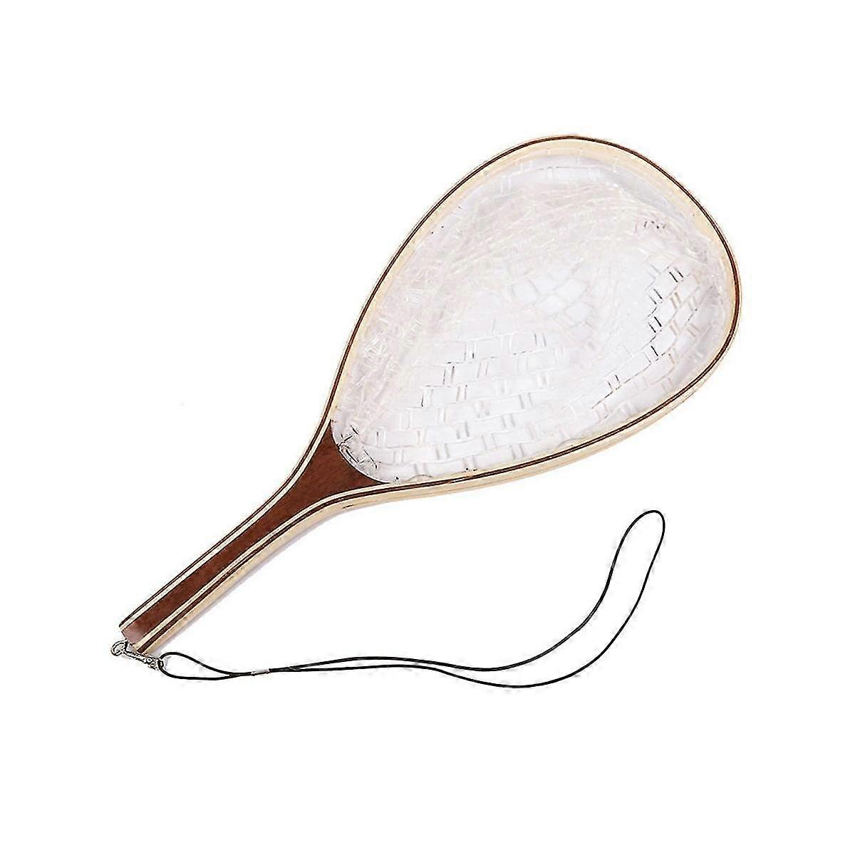 Pesca a mosca Landing Net Trout Fishing Net, Soft Rubber Catch And Release Fish Net with Wooden Handl