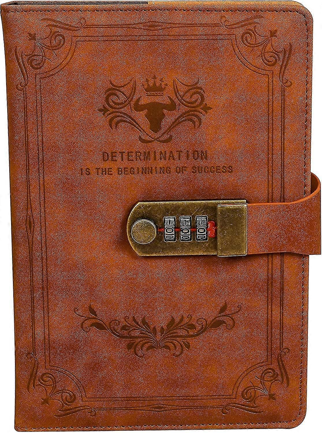 Diary With Lock  Pu Leather Password Lock Notebook  Lockable Journal For Adults With Combination Lock  A5 Writing Notebook Secret Notepad For Office W