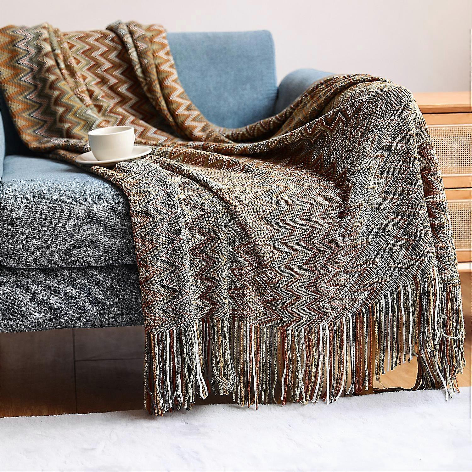 Macio aconchegante leve malhado Tassel Boho Jogar Cobertores