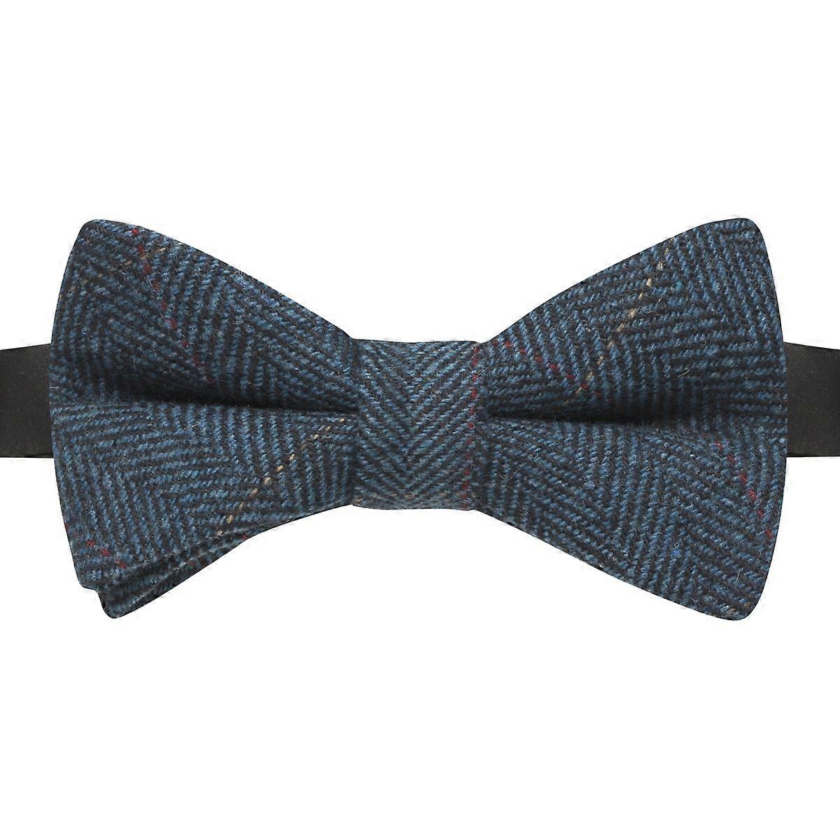 Boys Herringbone Denim Blue Tweed Bow Tie
