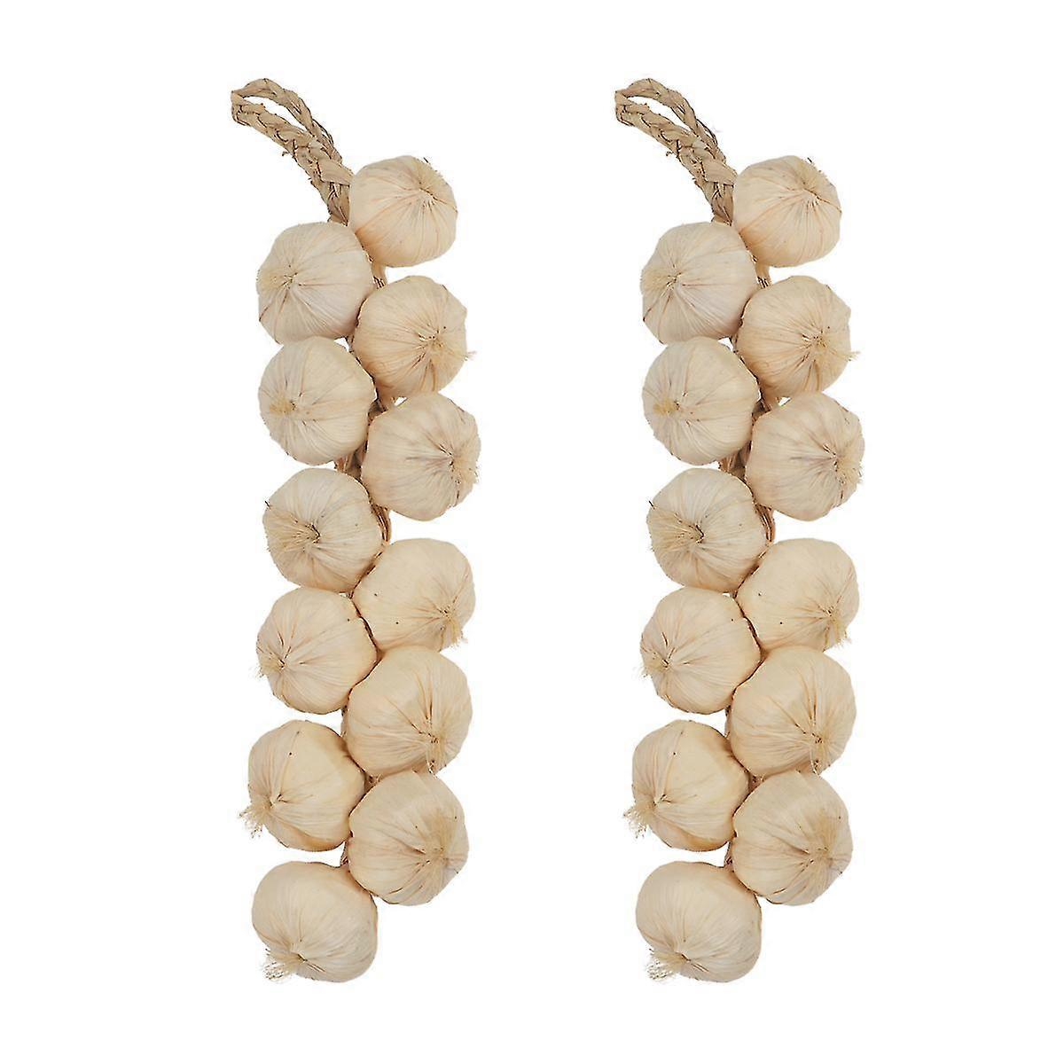 2pcs Simulation Garlic Hanging String Creative String Photography Props Artificial Vegetable String White