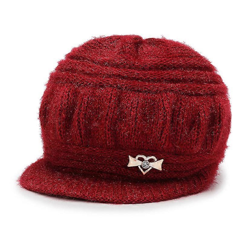 Women Knitted Newsboy Cap Beanie Winter Hat Wool Autumn For Visor Thick Cabbie Duckbill Caps