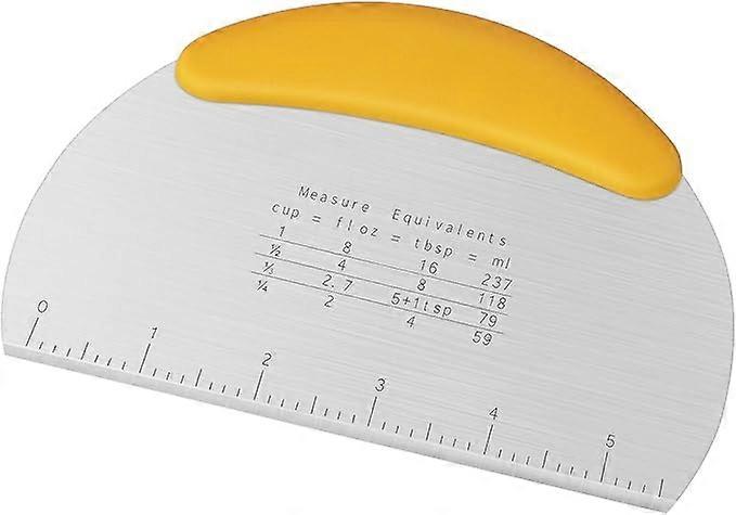 Dough Scraper, Dough Cutter with Food Grade Stainless Steel Blade and Soft TPR Handle, 16CM, Pastry Scraper, Yellow