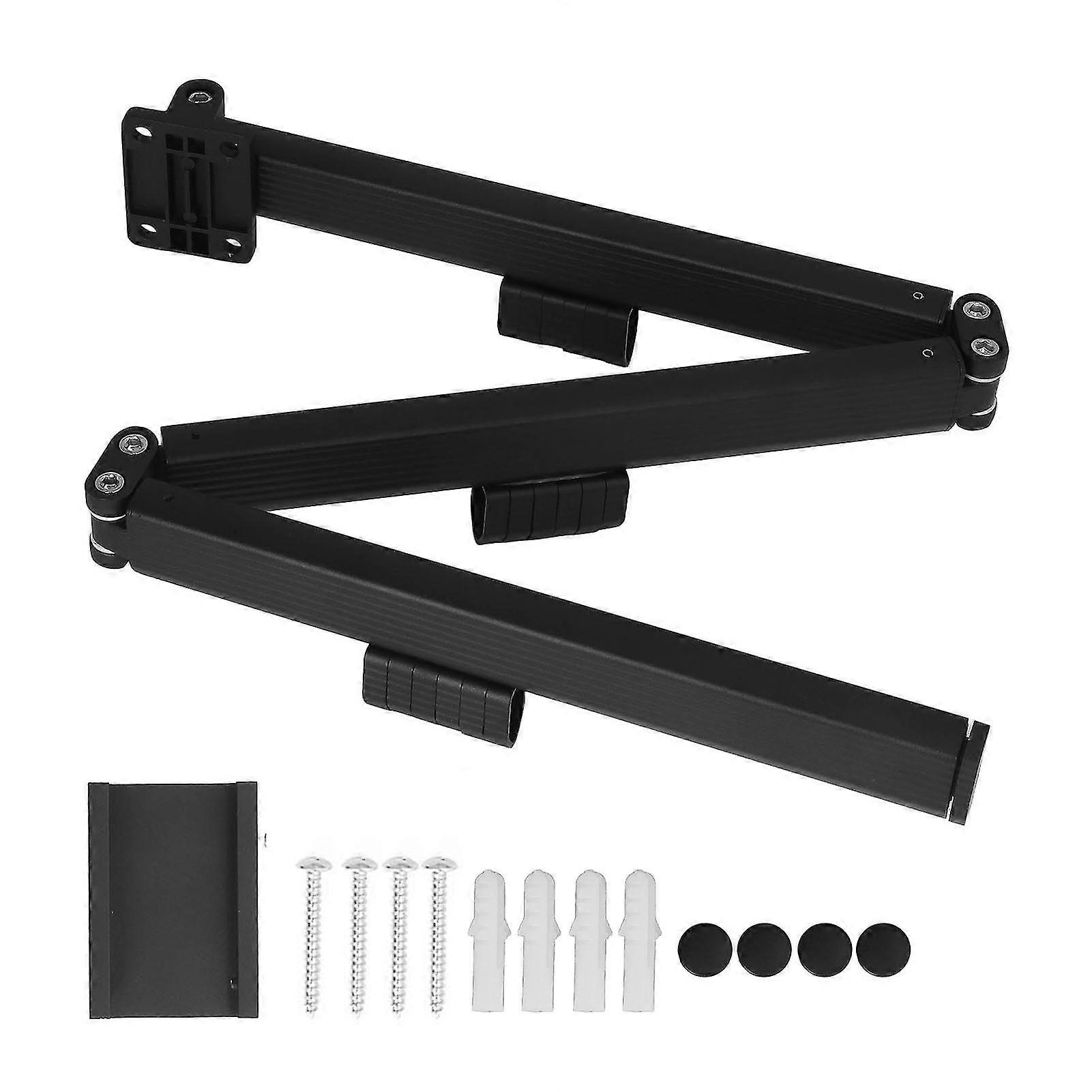 Retractable 3 Folding Wall Mounted Clothes Drying Rack - Black