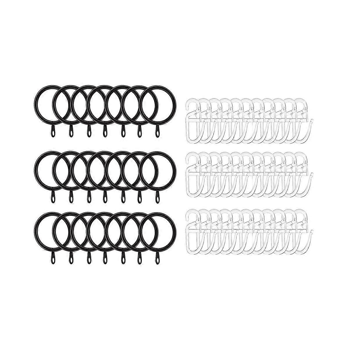 50 Pieces Metal Curtain Rings, Curtain Hanging Rings and Plastic Curtain Hooks, Curtain Rings for W