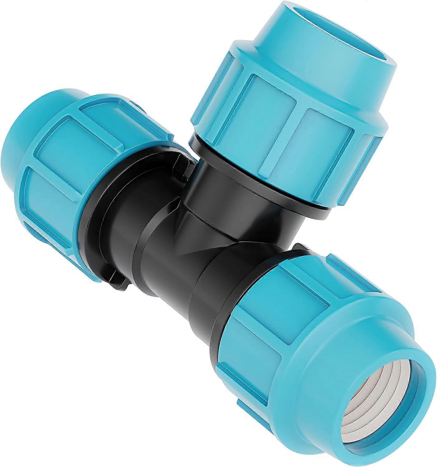 PP water pipe connector T with three female outlets (3 x 25 mm) | Clamp connector for PE pipes