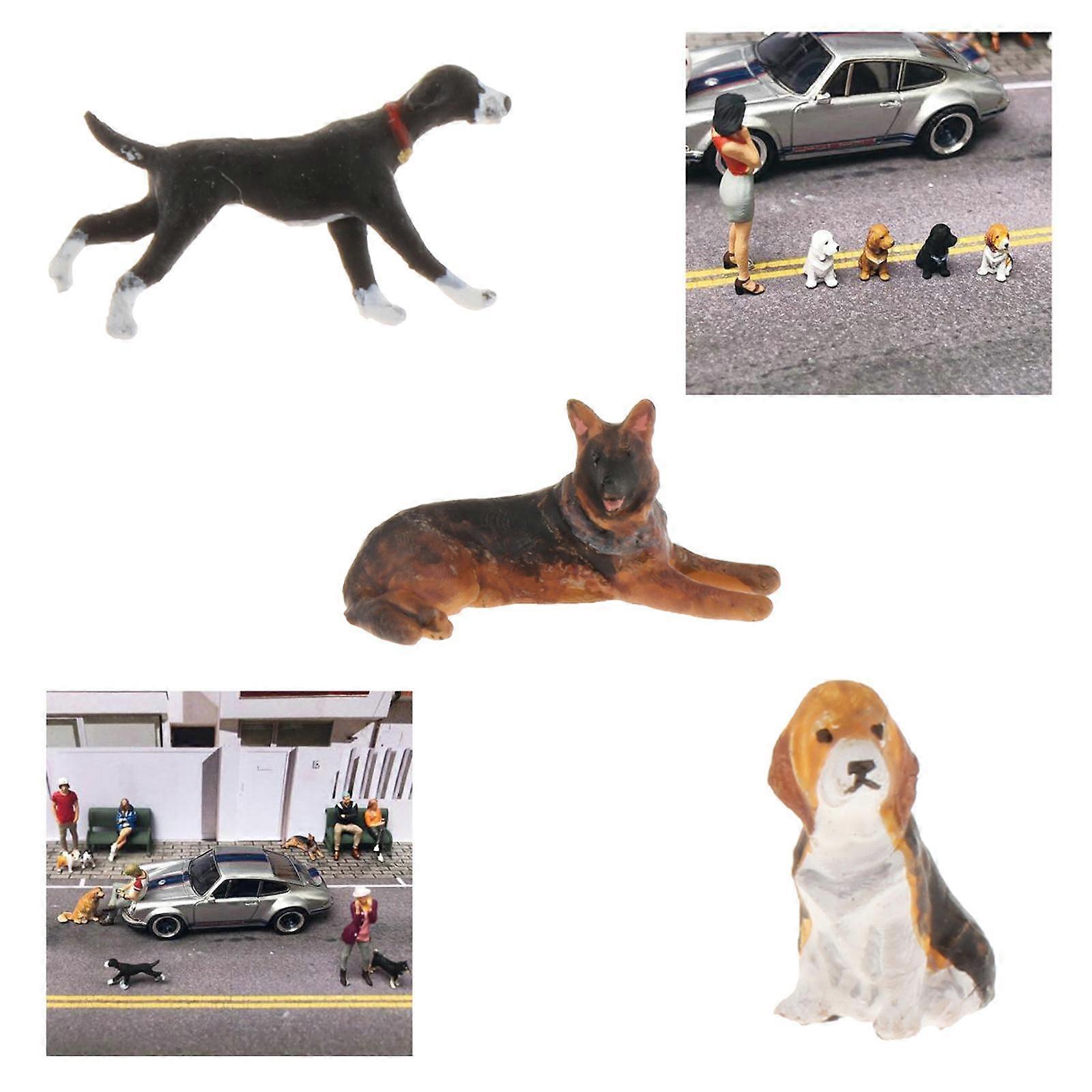 3pcs 1:64 Scale Hand Painted Model  Tiny Dog Animal Model Ornaments