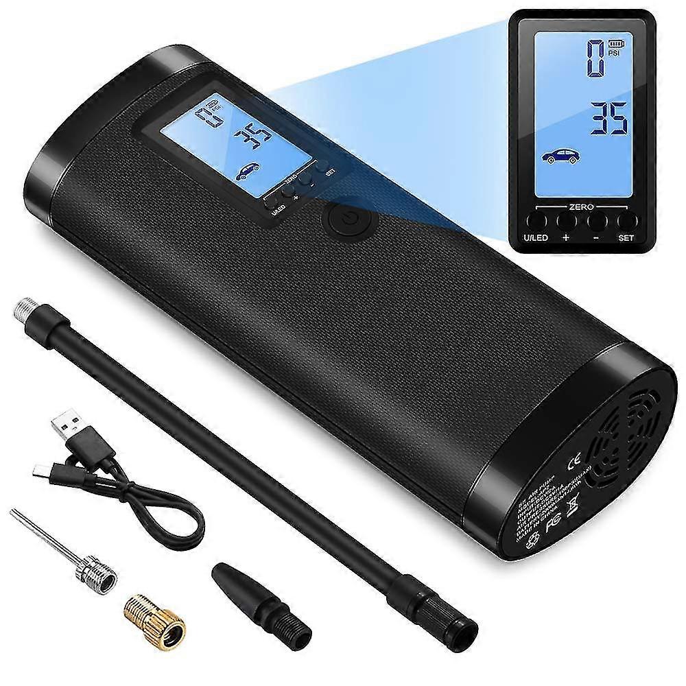 Air Compressor Portable Tire Inflator, 150psi Electric Air Pump With Pressure Gauge, Heat Dissipation, Rechargeable, Power Bank, Led Light, Tire Pump