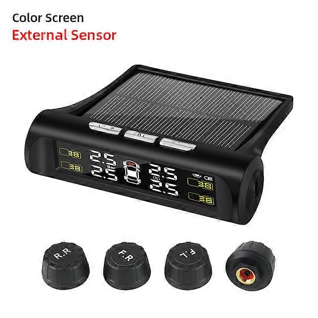 Jansite Car TPMS Tire Pressure Monitoring System Solar Charging HD Digital LCD Display Auto Alarm System Wireless With 4 Sensor