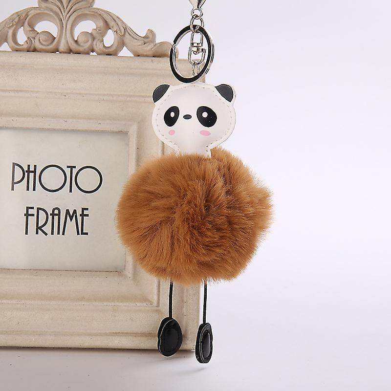 Cute Panda Hair Ball Key Chain Pendant
