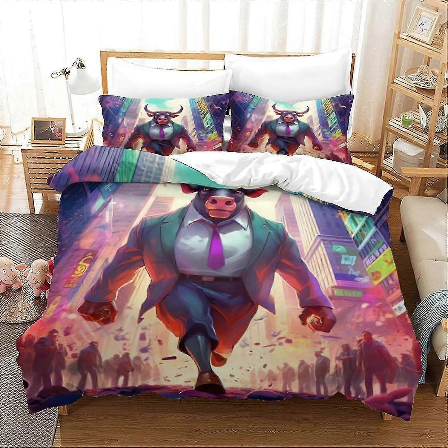 v1404 Lençóis Coruja Anime Capa de Edredom Capa de ColchaCapa de Colcha de Impressão 3D Conjunto de Cama Microfibra Macia com Fronhas com (1 Capa de Edredom e 2 P