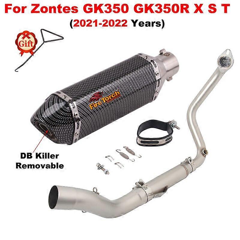 Full System Motorcycle Exhaust Escape Slip On For Zontes GK350 GK350R GK 350 R X S T Modify Front Link Pipe 51mm Moto Muffler