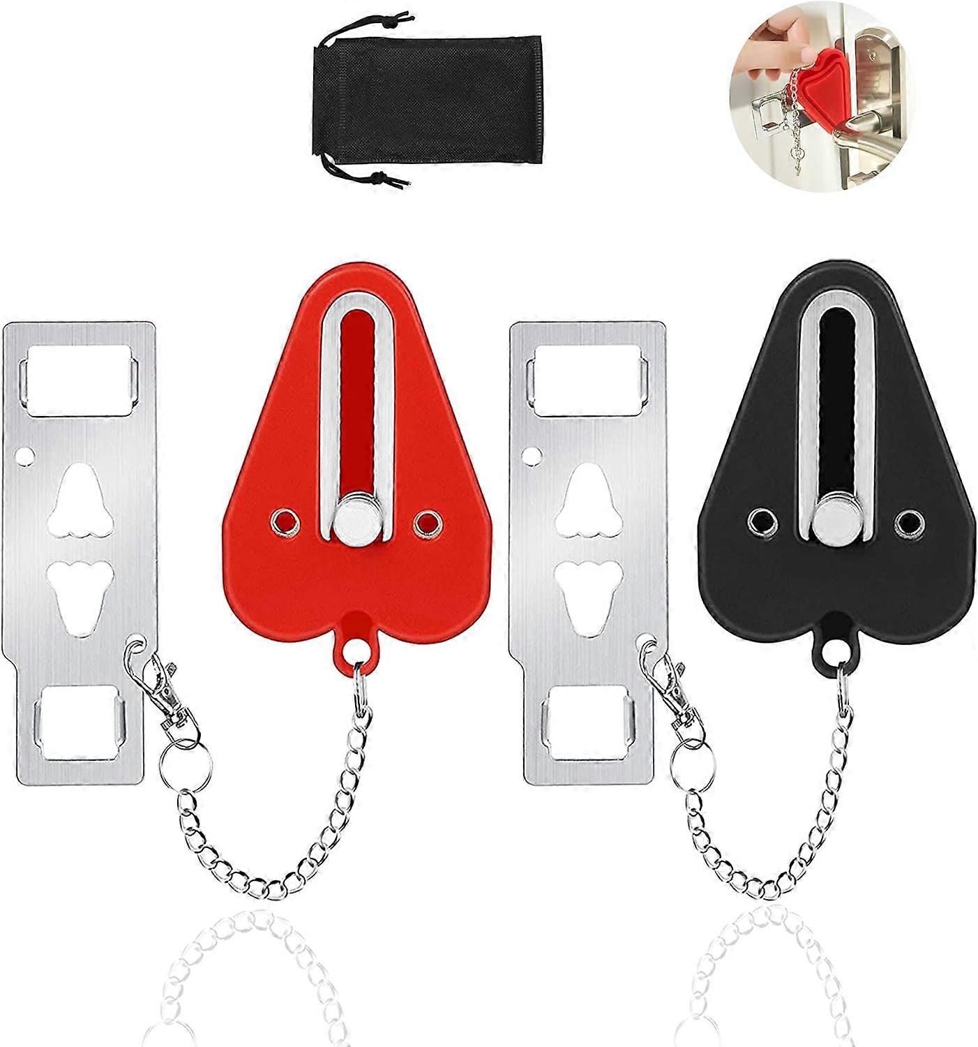 Portable door locks, travel door locks 2 pack with drawstring pockets for added security and privacy.
