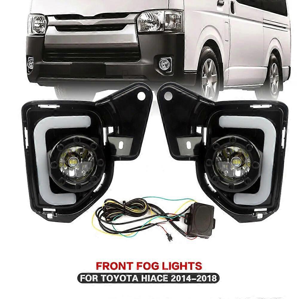 LED DRL Day Light For Toyota Hiace 2014-2018 Daytime Running Light Fog Lamp Bezel Turn Signal+Front bumper small light 1SET