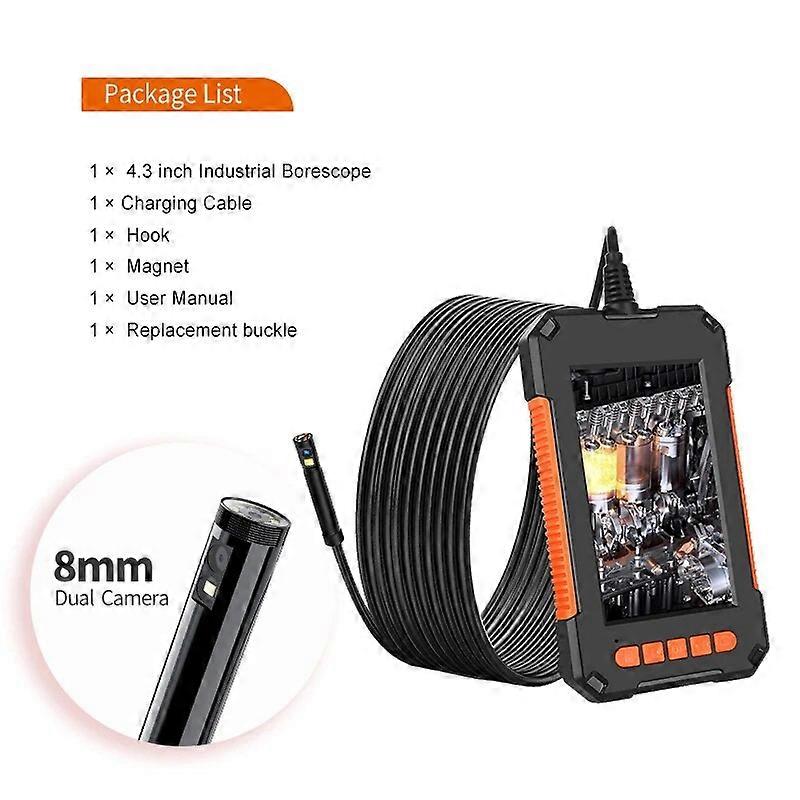 Endoscope Camera with 4.3 inch 3.9mm 8mm Single Lens Industial Endoscope IP67 Waterproof 1080P with 8 LED For Car Check
