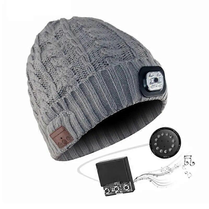 Comfortable Bluetooth Headphone Cycling Hat with LED Light with Bluetooth Headset with Call Function Warm Running Cap