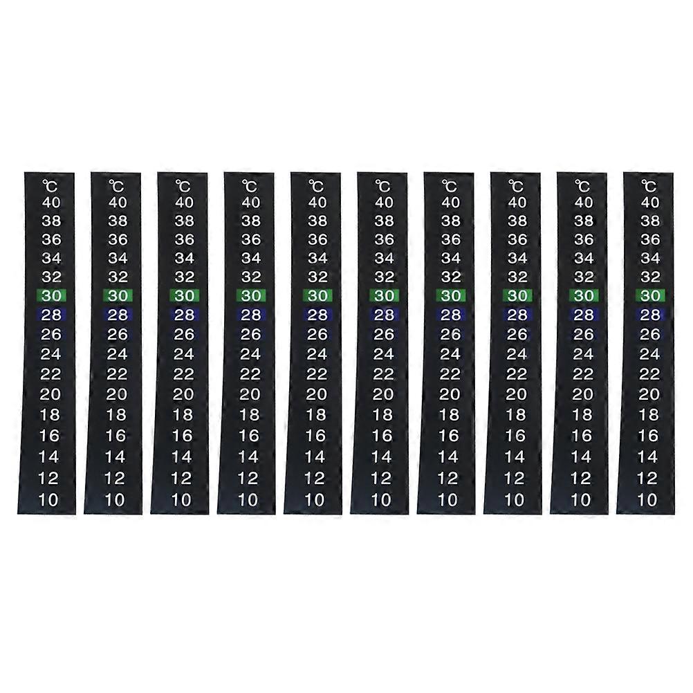 10pcs Thermometer Sticker Stripe 10-40 Celsius Degree Indoor Temperature Measuring Strip Liquid Crystal Discoloration Temperature (Black, Random Color