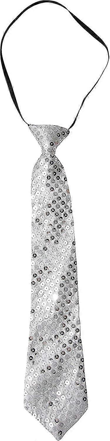 60241 Elastisk paljettslips - Silver