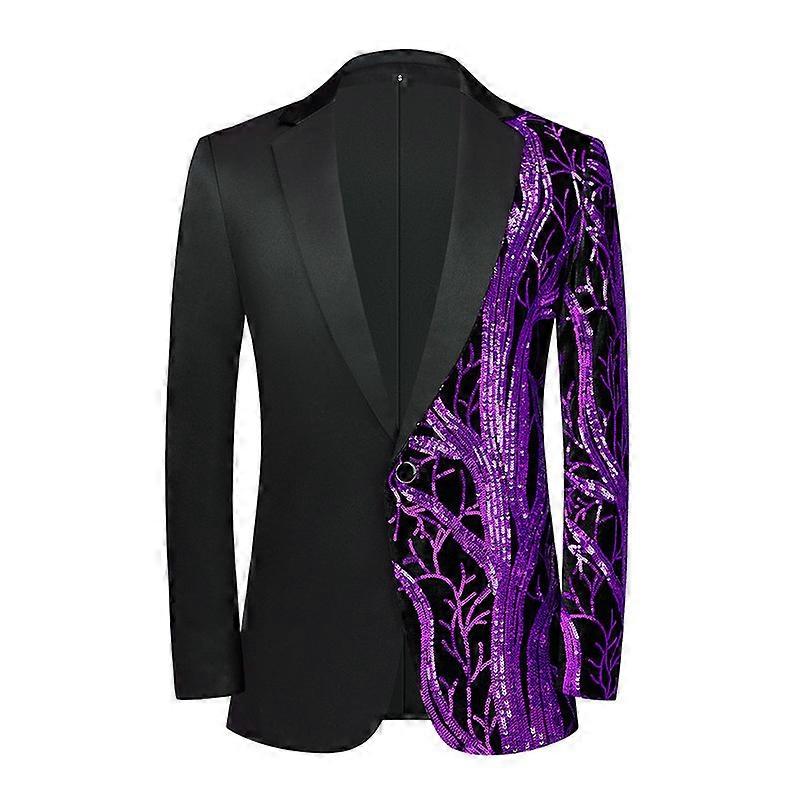 Men Sequin Suit Jacket Blazer Dinner Party Prom Tuxedo