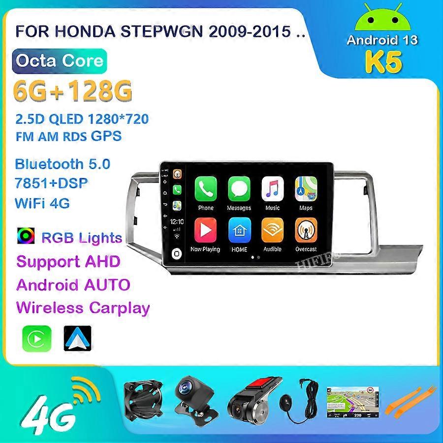 Radio samochodowe Android 13 dla Honda Stepwgn 2009 - 2015 GPS Navi Multimedialny odtwarzacz wideo Stereo Carplay Auto QLED DSP