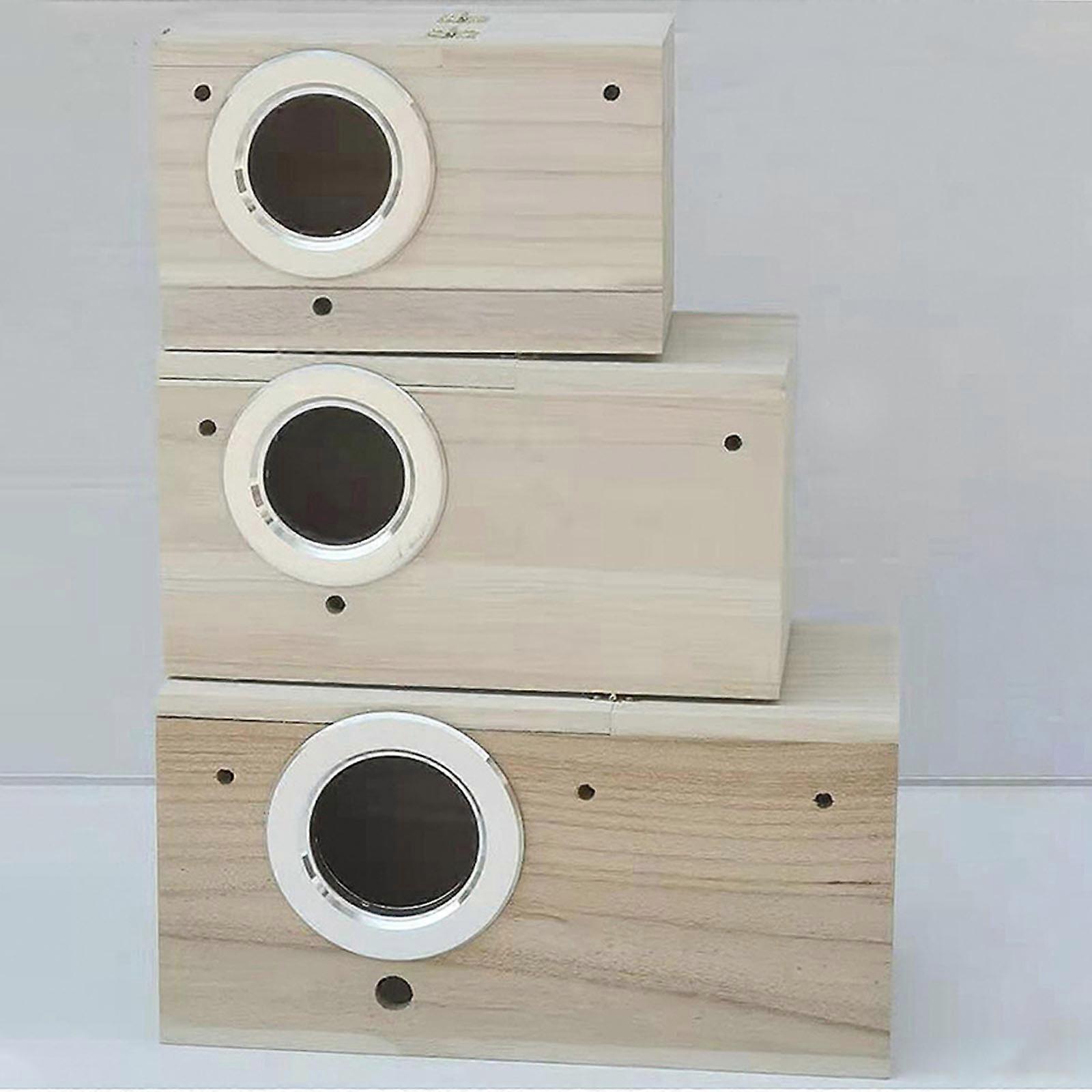 Parrot Nest Breeding Box With Built-in Baffle And Anti-bite Ring For Parakeet Budgie Cockatiel Lovebirds, Outdoor Viewing And Waterer
