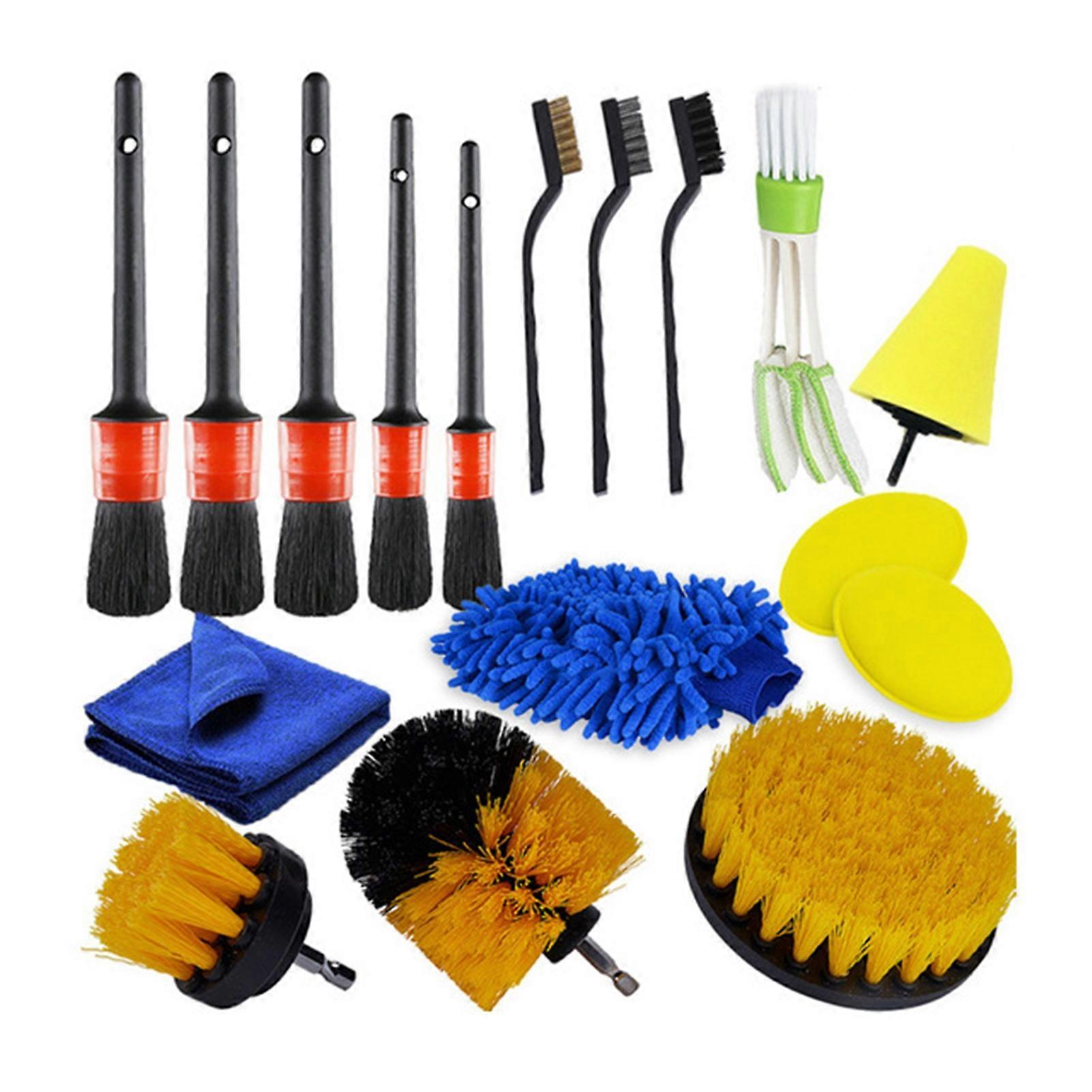 17Pcs/Set Multifunctional Efficient Car Detailing Brush Nylon Practical Rich Foam Car Cleaning Brush for Vehicle