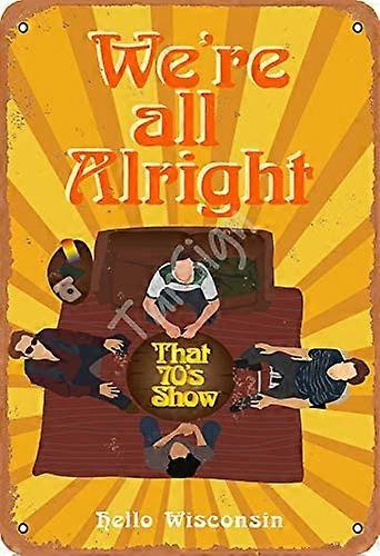 私たちは大丈夫です70年代のショーヴィンテージブリキサインロゴ12 8インチ広告人目を引く壁の装飾