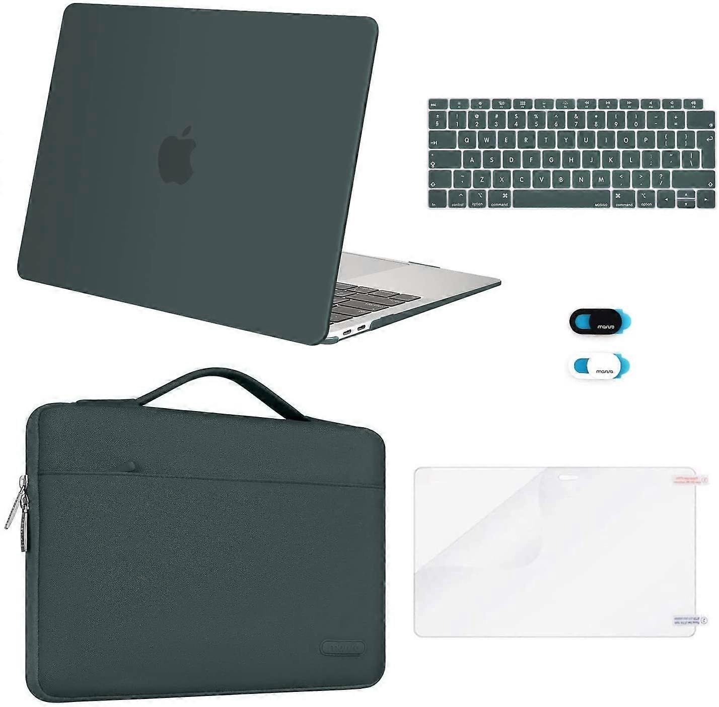 Midnight Green  Compatible with MacBook Air 13 inch Case 2022 2021 2020 2019 2018 M1 A2337 A2179 A1932 Retina with Touch ID, Plastic Hard Shell&Bag&Ke